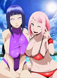 Sakura And Hinata Busty Anime Girls In Bikini Flashing Their Boobs 1