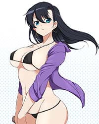 Fuuma Tokiko Big Breast Anime Girl In Micro Bikini Flashing Boobs 1
