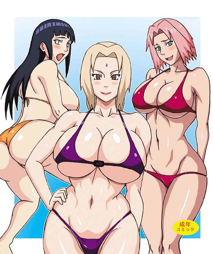 Sakura Hinata And Tsunade Big Tits Hentai Girls In Bikini Flashing Boobs 2