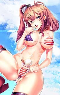 Saratoga Big Tits Anime Girl in Micro Bikini EatingFlashing Erect Nipples 1