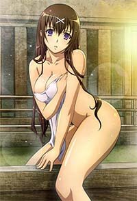 Tokugawa Sen Big Tits Anime Girl Naked in Towel Taking Bath 1