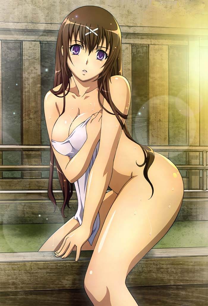 Tokugawa Sen Big Tits Anime Girl Naked in Towel Taking Bath 2