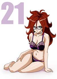Android 21 Big Boobs Anime Girl Takes Her Clothes Off Flashing Cleavage 1