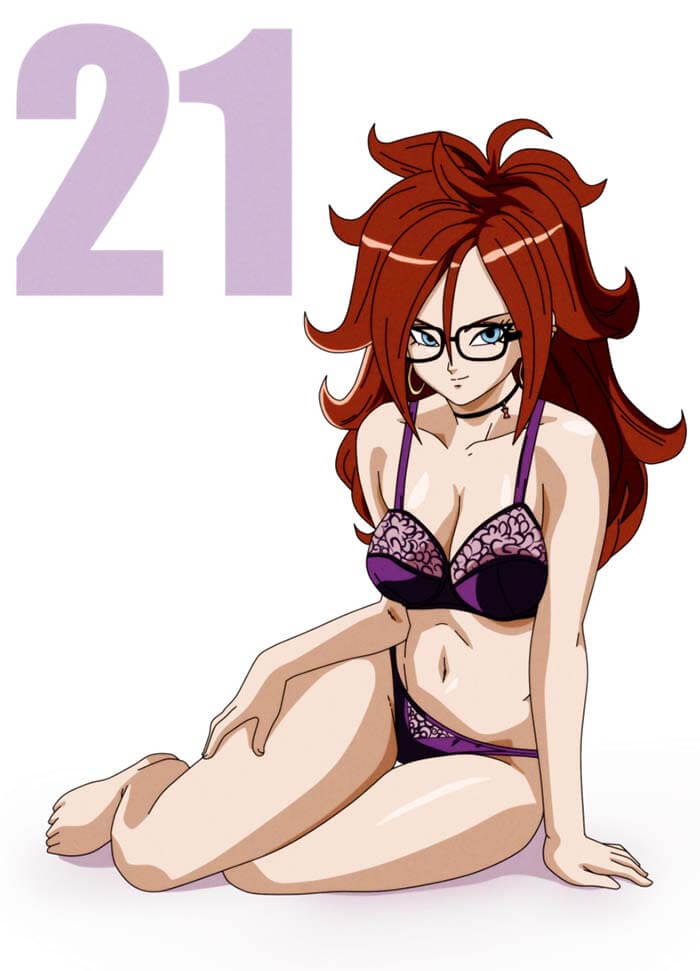 Android 21 Big Boobs Anime Girl Takes Her Clothes Off Flashing Cleavage 2
