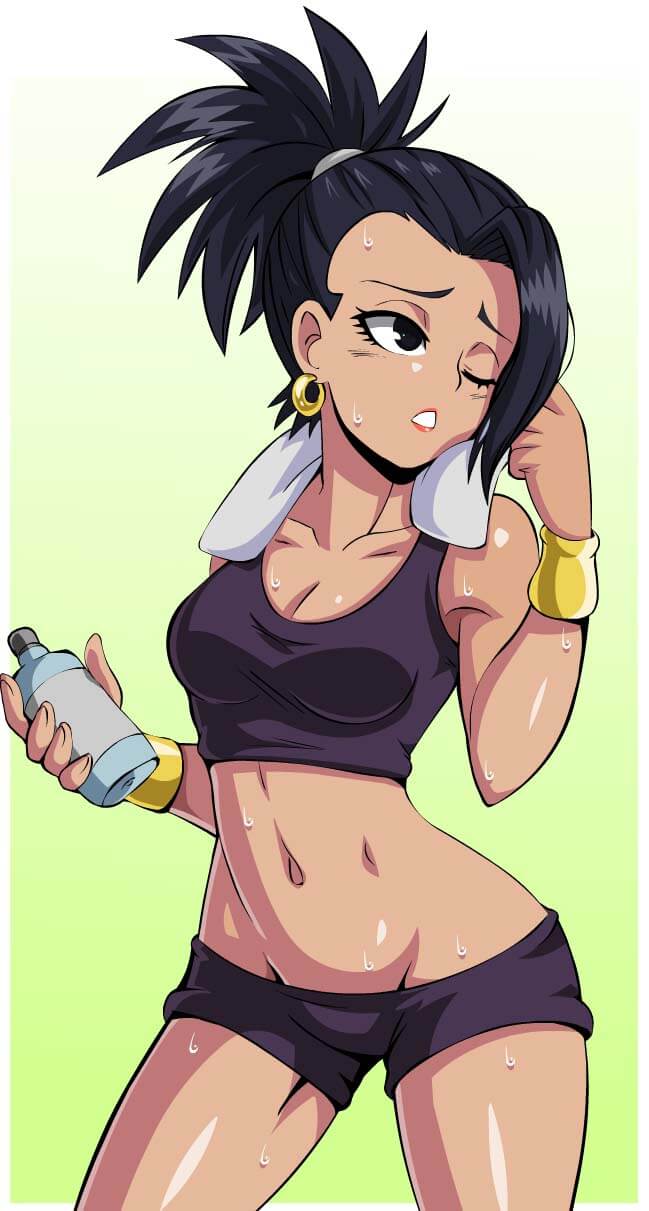 Kale Big Breast Anime Girl in Tank Top After Workout Flashing Big Boobs 2