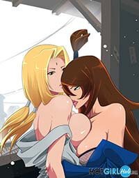 Naruto Hentai Tsunade X Mei Terumi Big Tits Anime Lesbian Squeezing 1