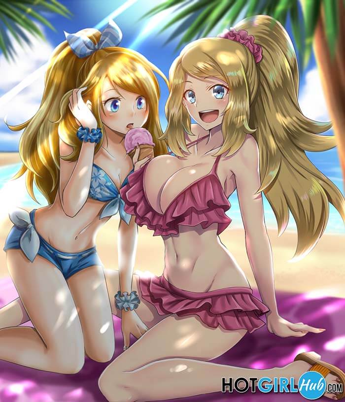 Pokemon Hentai Serena Big Tits Hentai Girl in Bikini Liking Ice Cream 2