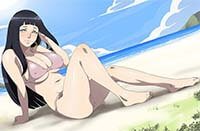 Naruto Hentai Hinata Hyuga In Bikini On Beach Flashing Big Boobs 1