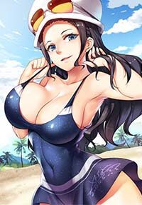One Piece Hentai Nico Robin In Swimsuit Pull Strap Flashing Large Breasts 1