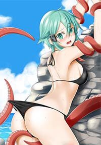 Sword Art Online Hentai Sinon Restrained By Octopus Pull Bikini Big Ass 1