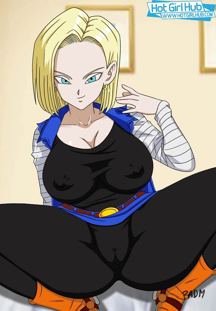 Dragon Ball Hentai Android 18 Without Underwear Spread Legs Pussy 2