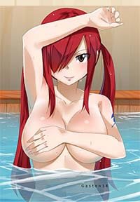 Fairy Tail Hentai Erza Scarlet Naked Bathing In Pool Large Breasts 1