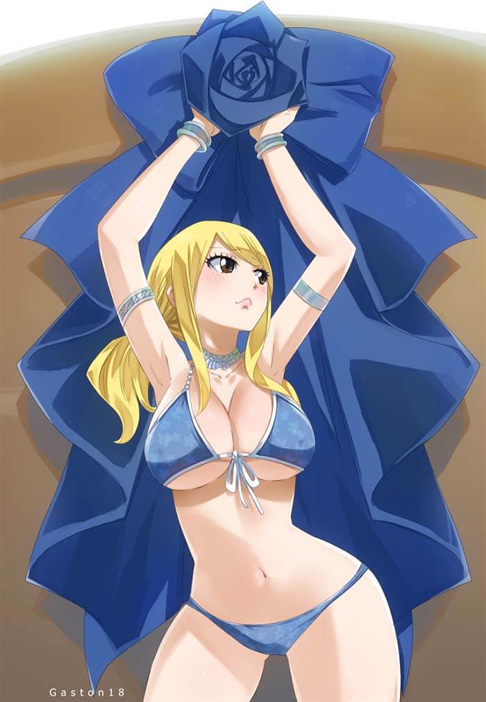 Fairy Tail Hentai Lucy Heartfilia In Bikini Arms Up Underboob And Cleavage 2