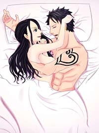 One Piece Hentai Nico Robin X Trafalgar Law Naked On Bed Huge Breasts 1