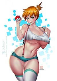 Pokemon Hentai Misty Without Bra In Tank Top Huge Breasts And Nipples 1
