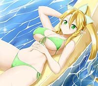 Sword Art Online Hentai Leafa In Bikini Lying On Float Rafts Underboob 1