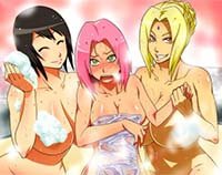 Naruto Hentai Sakura X Shizune X Tsunade Naked In Bathroom Huge Breasts 1