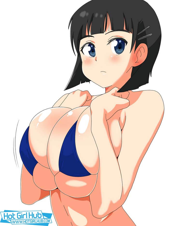 Sword Art Online Hentai Suguha Kirigaya In Bikini Top Squeezing Breast 2