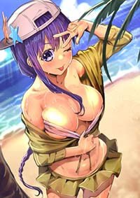 Fate/Grand Order Hentai BB Wet Clothes Tongue Out Wink Bra Pull Huge Breasts 1