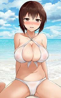 Girls Und Panzer Hentai Maho Nishizumi In See Through Bikini On Beach Nipples 1