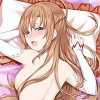 Sword Art Online Hentai Asuna Yuuki Naked Lying In Bed Moaning Sideboob 1
