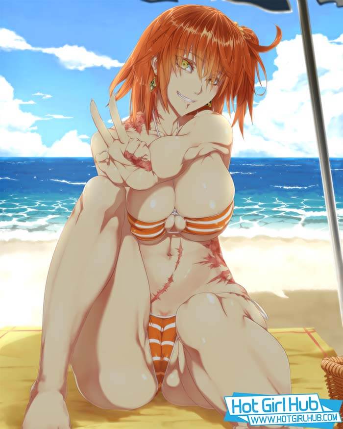 Fate/Grand Order Hentai Ritsuka Fujimaru In Swimsuit On Beach Cameltoe Nipples 2