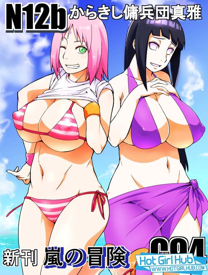 Naruto Hentai Sakura Haruno X Hinata Hyuga In Micro Bikini Flashing Huge Breasts 2