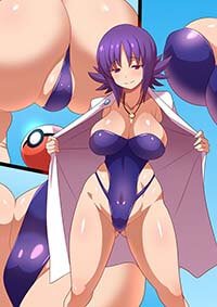 Pokemon Hentai Professor Ivy In One Piece Swimsuit Smiling Huge Breasts Pussy 1 