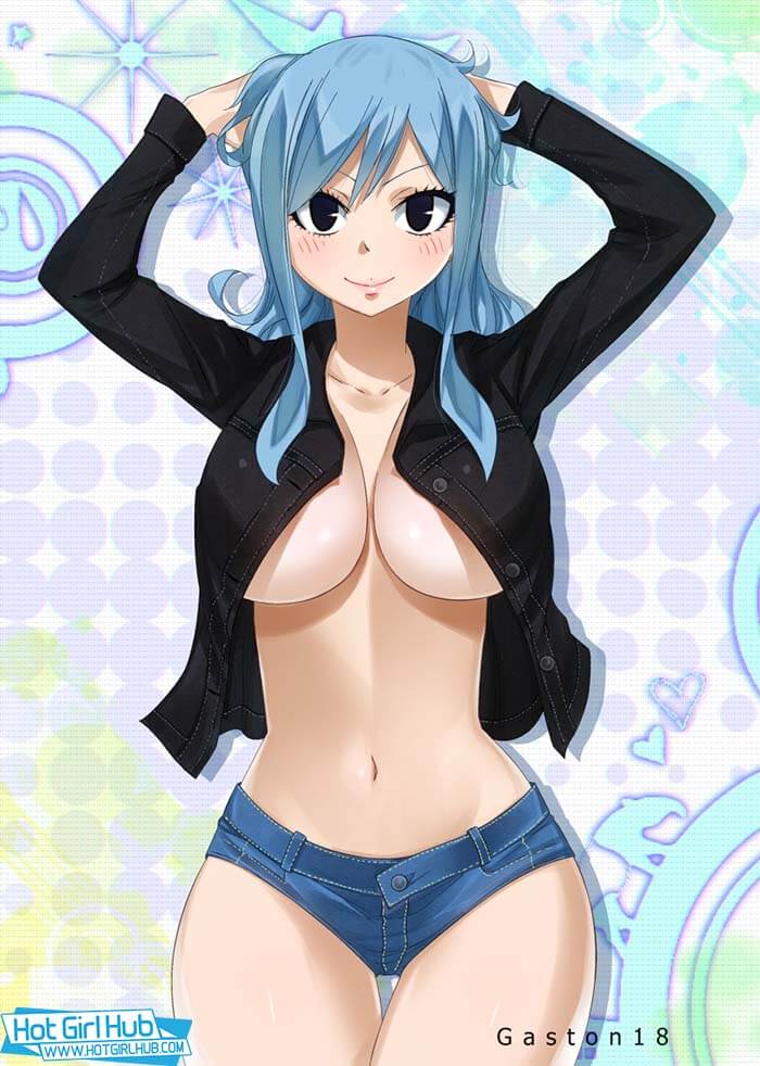 Fairy Tail Hentai Juvia Lockser Without Bra Smile Large Breasts Cleavage Navel 2