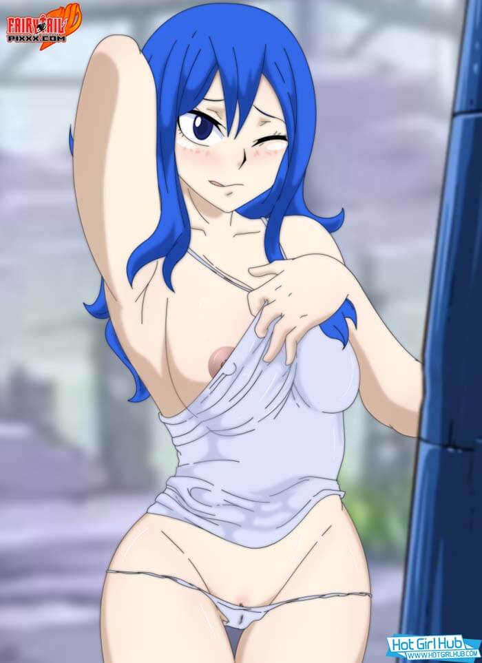 Fairy Tail Hentai Juvia Lockser No Bra Flashing Nipples Areola Slip 2