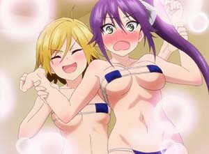 Yuuna and the Haunted Hot Springs Hentai Sagiri Ameno X Urara Urakata Lesbian Bouncing Breasts 1