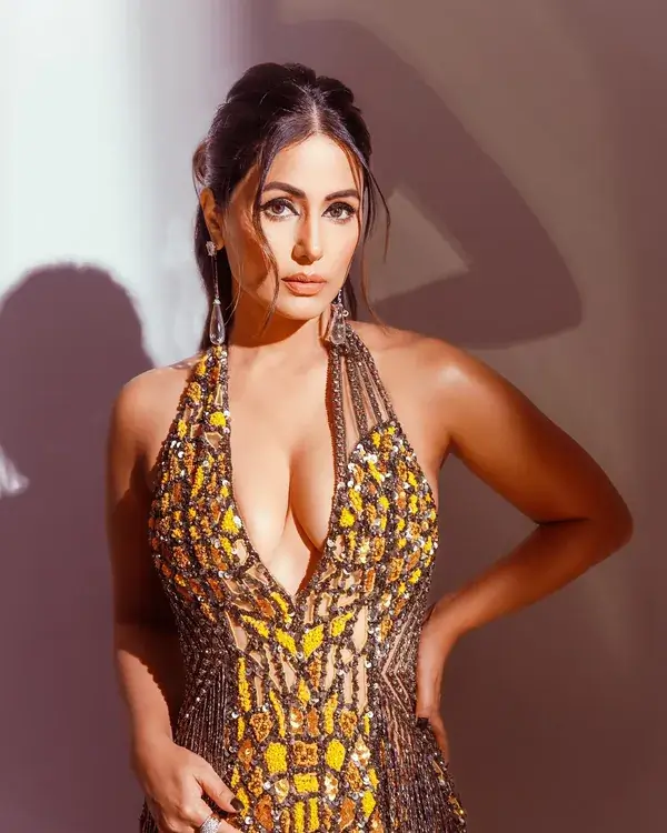 8 Times Hina Khan Puts on Busty Display in Deep Neck Blouse With Sarees and Lehangas 9
