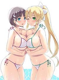 Kirigaya Suguha With Leafa In Micro Bikini Pushing Boobs Together Sao 1