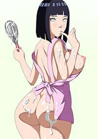 Hinata Hyuga Big Boobs Hentai Girl Naked Apron Flashing Side Boob
