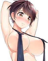 Big Breast Anime Girl Strip Down Naked in Suspenders Flashing Boobs 1