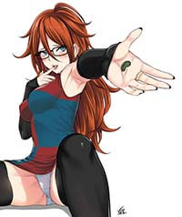 Android 21 Big Tits Hentai Girl Sitting With Legs Spread Showing Panties
