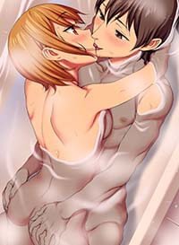 Nanase Big Boobs Anime Girl Naked in Bathtub With Boyfriend Kissing 1