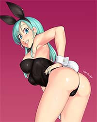Dragon Ball Hentai Bulma In Bunny Suit Bent Over Hand Showing Big Ass