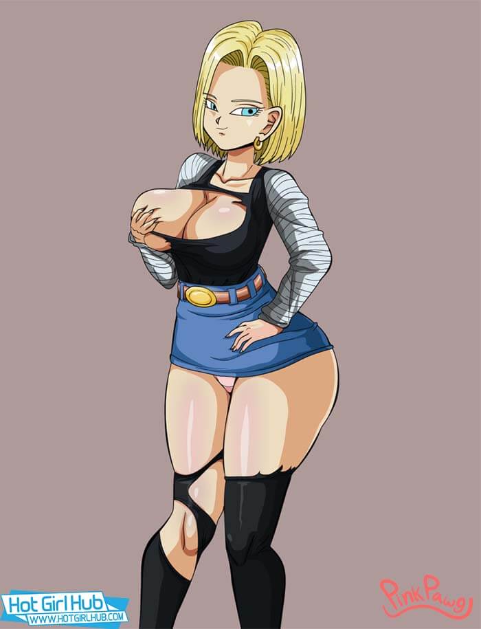 Dragon Ball Hentai Android 18 Without Bra Tears Top Squeezing Huge Tits 2