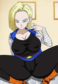 Dragon Ball Hentai Android 18 Without Underwear Spread Legs Pussy