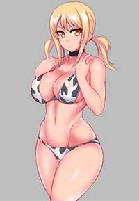 Fairy Tail Hentai Lucy Heartfilia In Bikini Sitting Flashing Deep Cleavage