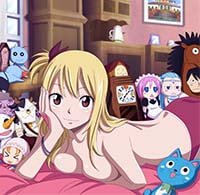 Fairy Tail Hentai Lucy Heartfilia Topless On Bed Naked Body And Big Boobs 1