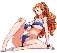 One Piece Hentai Nami In Bikini Spread Legs Sitting Erect Nipples 1