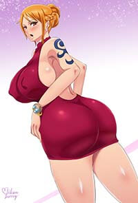 One Piece Hentai Nami Without Bra In Backless Dress Huge Ass