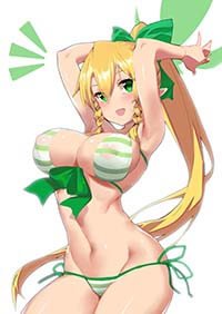 Sword Art Online Hentai Leafa In Micro Bikini Erect Nipples And Underboob 1