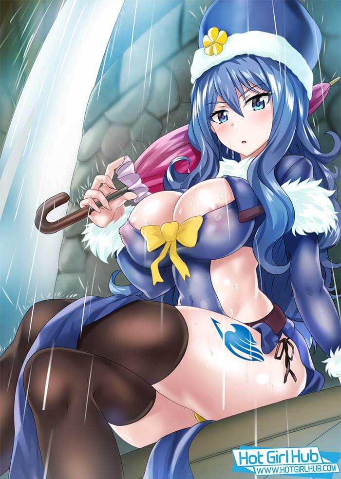 Fairy Tail Hentai Juvia Lockser Without Bra in See Through Top Nipples 2