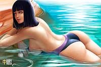 Naruto Hentai Hinata Hyuga In Swimsuit Topless Huge Sideboob And Large Ass 1