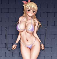 Fairy Tail Hentai Lucy X Natsu Without Bra Wearing Collar With Chain