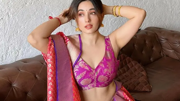 Aditi Budhathoki Shows Off Cleavage in Deep Neck Blouse With Lehenga (1)