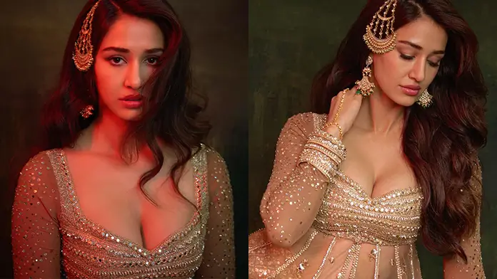 Disha Patani Puts on Busty Display in Sheer Anarkali & Sharara Wows Fans (1)